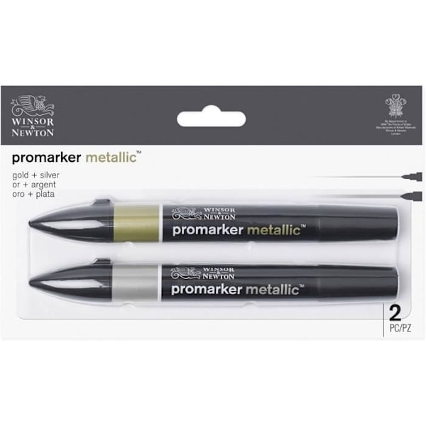 WINSOR & NEWTON Promarker - Box med 2 markörer - Guld och silver Guld och silver