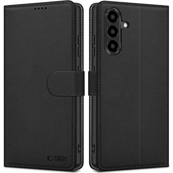 Hus - fodral - strumpa Tech-protect PLÅNBOK GALAXY A36 5G SVART MATTE