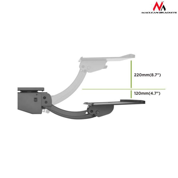 Stöd för tangentbord och mus - Maclean Brackets - MC-795 - Justerbar - Svart - 2 kg