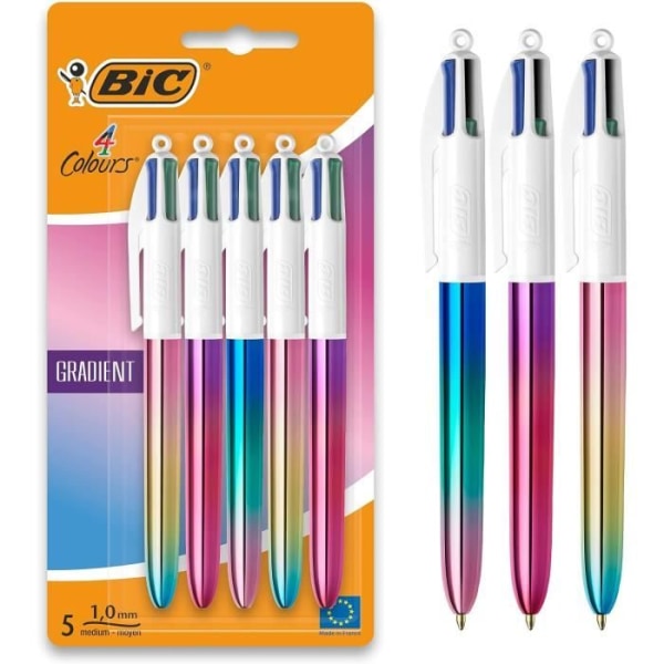 BIC 4-Color Classic infällbar och påfyllningsbar kulspetspenna med medium spets (1,00 mm)