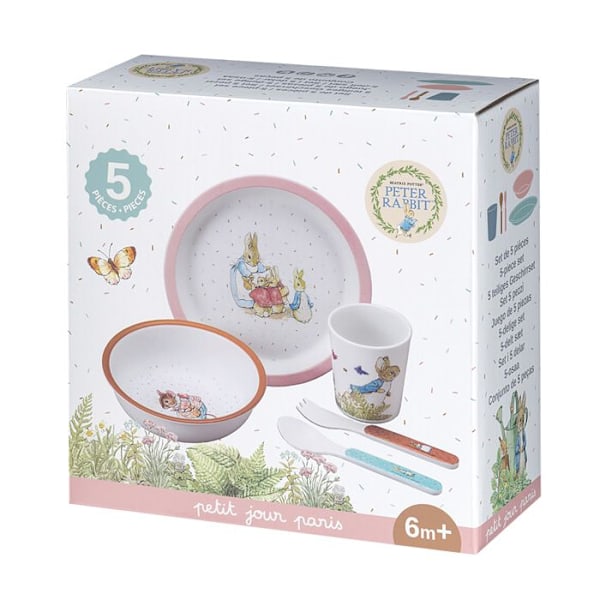 Rosa Peter Rabbit servisset - Peter Rabbit - 5 delar - Ergonomiska kanter - Lämplig för små händer Rosa