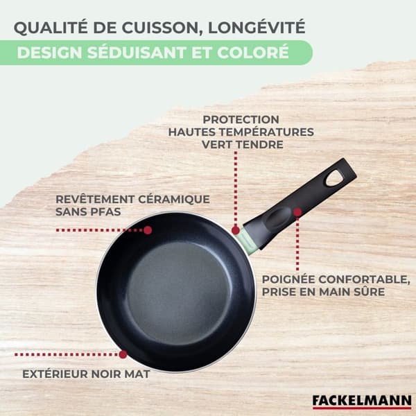 Set av 2 woks - FACKELMANN - Brandao - 20 och 28 cm Svart|Grön