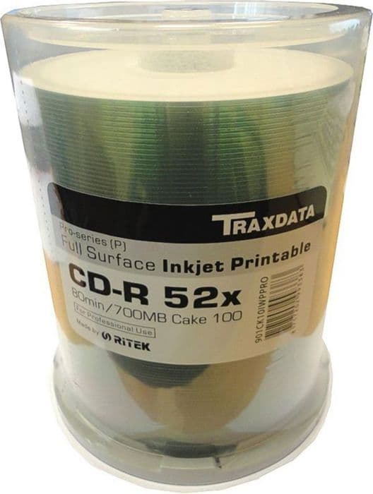 CD-R 700 Mo - Traxdata - 901CK10IWPPRO - 52x - 100 stycken - Tryckbar