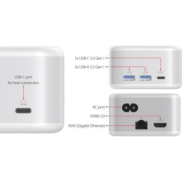 USB-C strömförsörjning - LMP - PowerDock - 100 W - 5 portar - Vit