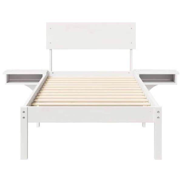 vidaXL Sängram med huvudgavel Vit 75 x 190 cm Massivt furu 873473
