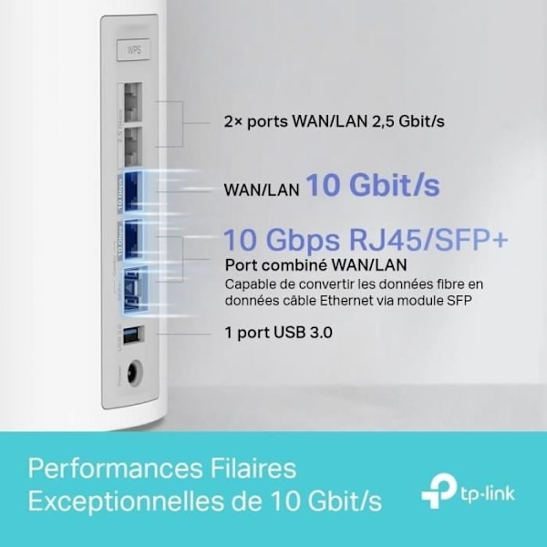 Mesh WiFi 7 BE19000 tri-band - TP-Link Deco BE85 (2-Pack) - Ethernet/Fiber-port 10 Gbit/s - WiFi-hastighet upp till 19 Gbit/s - WPA3