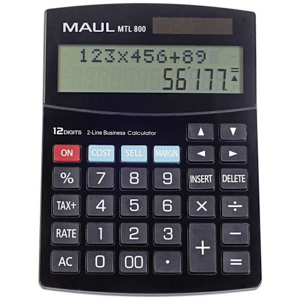Maul MTL 800 Skrivbordsräknare svart Display: 12 batteridrivna, solenergi svart