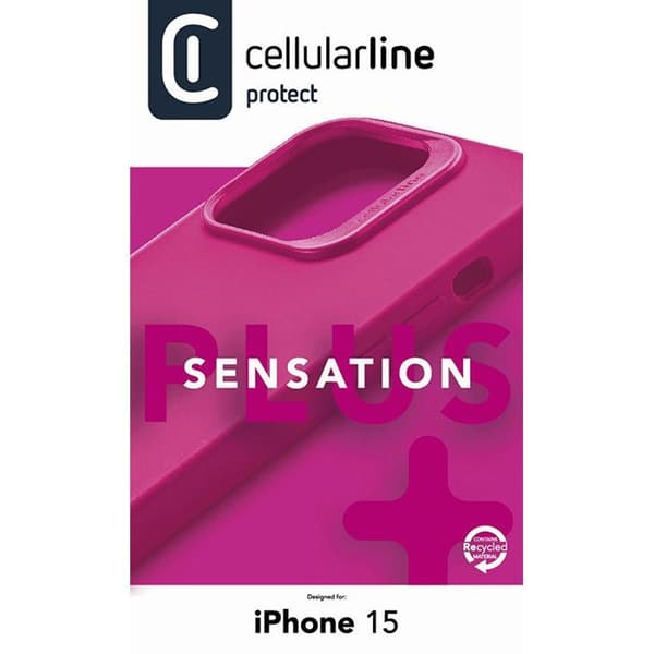 Telefonfodral - Cellularline - Sensation Plus - iPhone 15 - Rosa - SKYDD MICROBAN Ros