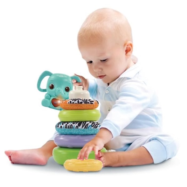 VTECH BABY - Play Green - Nino, Baby Elephant Stacko 3 i 1 (biobaserad plast) Flerfärgad