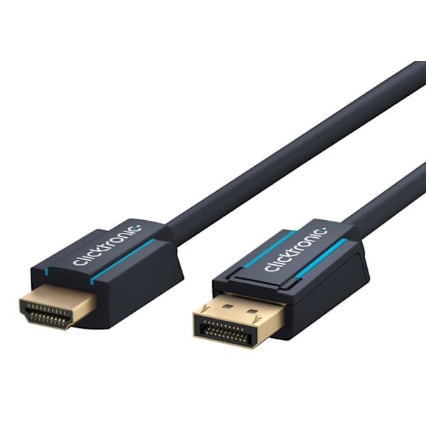 Clicktronic DisplayPort till HDMI-kabel 4k 60 Hz enkelriktad med signalförstärkare - DP 1.4 till HDMI 2.0 adapterkabel -