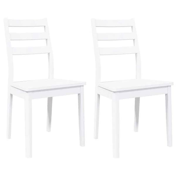 vidaXL Matstolar 2 st vit massiv gummiträ, middagsstol, stol, vardagsrumstol, matstolar, stol 4102521