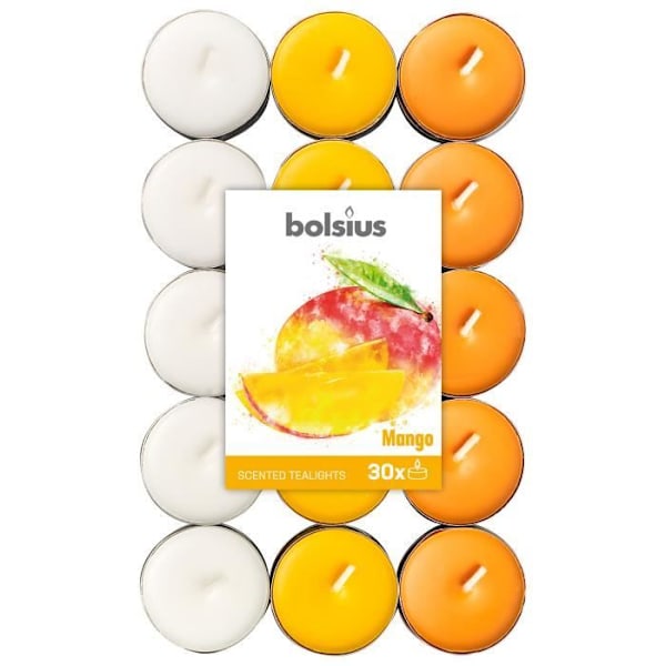 Bolsius doftljus värmeljus Mango orange/vit 30 st