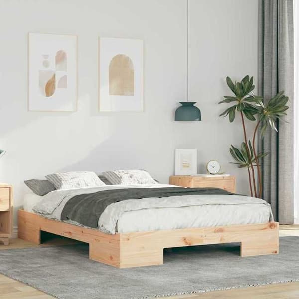 vidaXL Sängram Brun 140 x 190 cm 873034