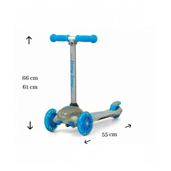 Trottinette - Milly Mally - Zapp - 3 hjul - Grå - Fällbar med LED Flerfärgad