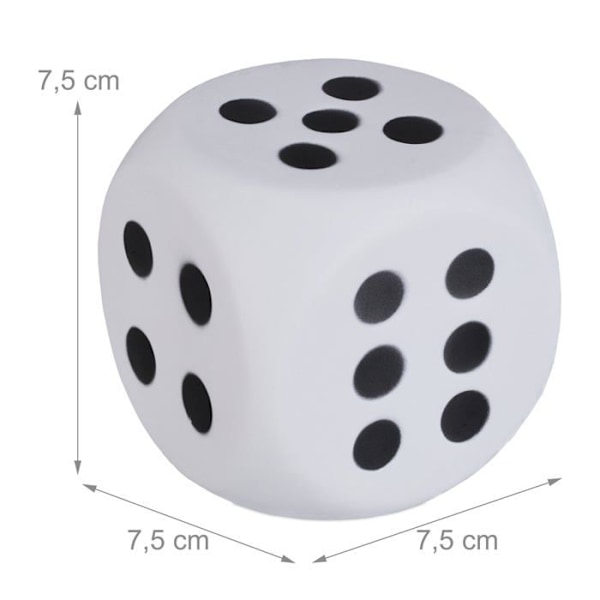 Sfoam tärningar - Relaxdays - Set med 6 - Inlärning av siffror - 7,5 cm - Vit vit svart
