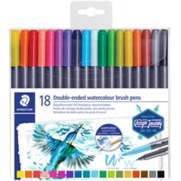 Dubbelspetsad tusch - STAEDTLER - Design Journey - Förpackning om 18 - Färg Svart - Opaque Svart