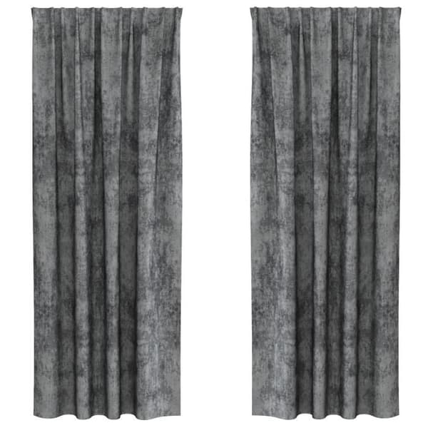 Gardiner 2 st med öglor Grå 245x140 cm