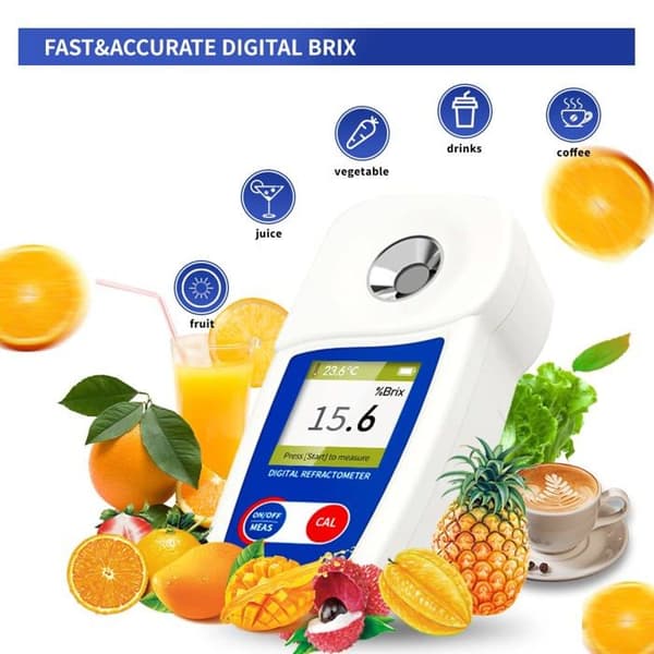 FlagFront digital Brix-refraktometer 0–55% ±0,1% med automatisk temperaturkompensation, IP58