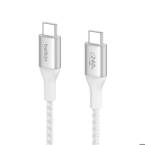 USB-C laddningskabel - BELKIN - 1 m - förstärkt - flätad skena - vit Vit