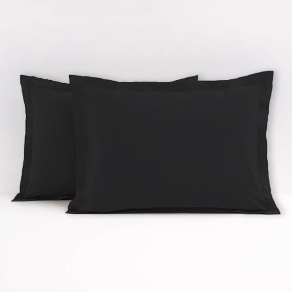 Set med 2 rektangulära örngott 100% bomull - Svart - 50x70 cm Svart