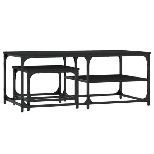 vidaXL Häckande soffbord 2 st Black Engineered Wood 835394