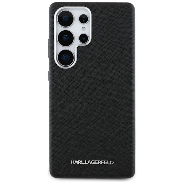 Coque för Samsung Galaxy S25 Ultra (svart), Karl Lagerfeld, Saffiano, helt omsluten, förlängd, metallogotyp, MagSafe
