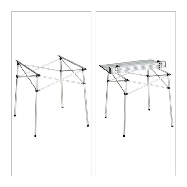 Relaxdays - 10049665 - Fällbord, Fällbart Stöd för Camping, HxLxP: 70x70x70 cm, Aluminium, silverfärgad silver, svart