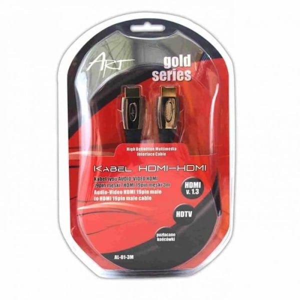 KABEL KABEL/HDMI HQ MAN GOLD 3M ART KABAUDIO HDMI/HDMI AL-01-3M - Kabel AL-01 HDMI/HD MI poz?acany 3m 19M/19M