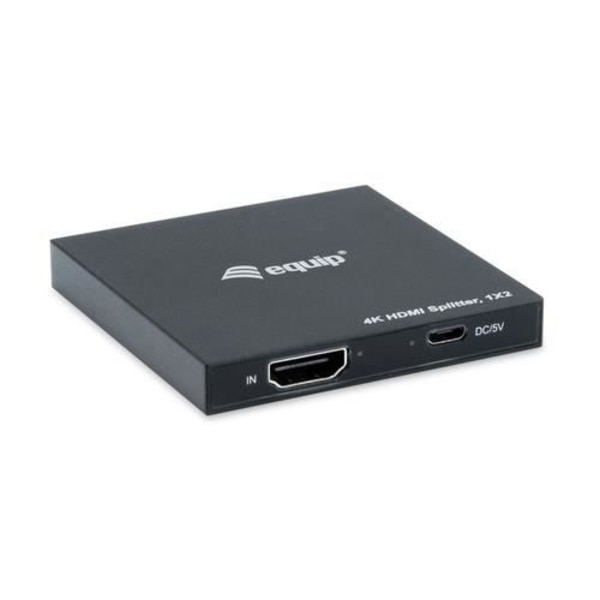 Videofördelare HDMI - EQUIP - 332715 - 2x HDMI - Upplösning 3840x2160 - Svart Aluminium Svart