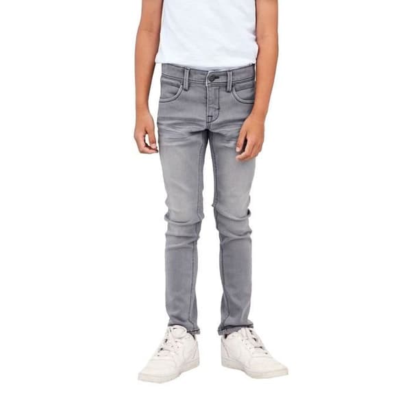 NAME IT Silas barnjeans i grått - slimmad snitt - mjukt och elastiskt tyg Grå 7 år