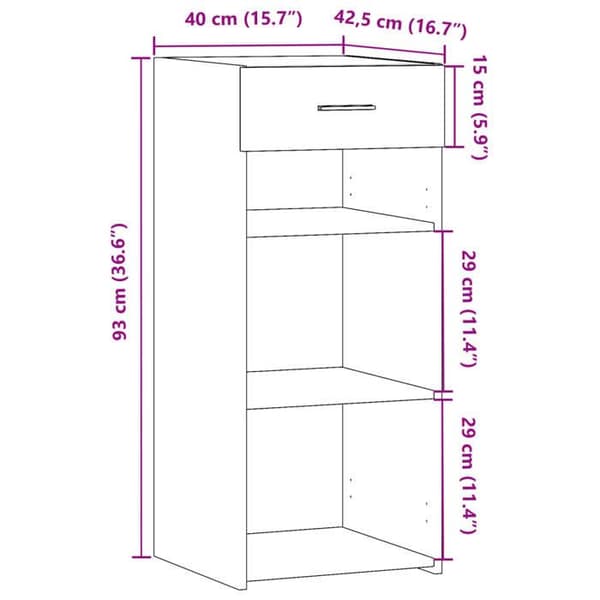 vidaXL Buffé vit 40x42,5x93 cm ingenjörsträ 846313