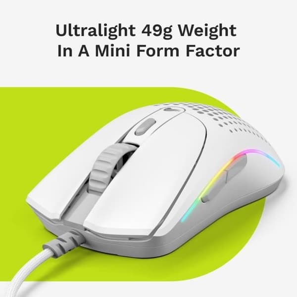 Souris Gaming - GLORIOUS - Modell O 2 Mini - Ultra lätt 49g - Sensor 26000 dpi - 6 programmerbara knappar Vit