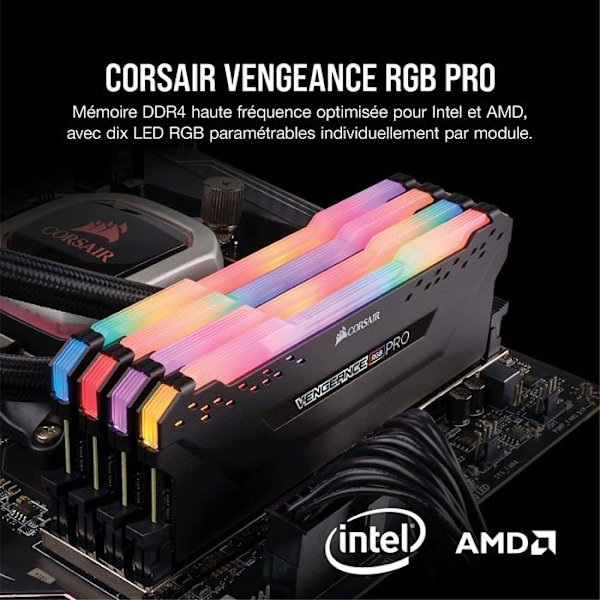 RAM DDR4 3600 MHz - CORSAIR - Vengeance RGB PRO - 64 Go - CL18 - Fyrkanal