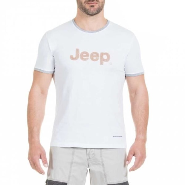 JEEP T-shirt med sammetsbroderi (anpassad passform), optisk vit, unisex Optisk vit M