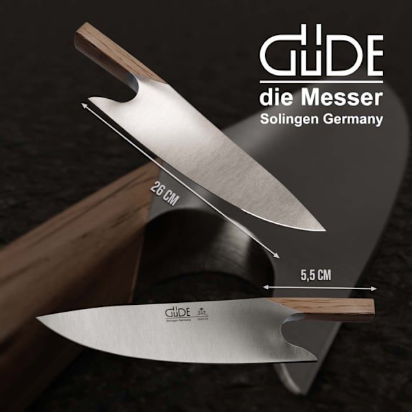 Güde - G-E888/26 - Gude Solingen - THE KNIFE smedja, 26 cm, fat ek, Kockknivar, handgjorda i Tyskland