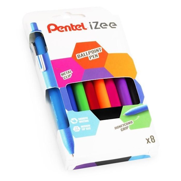 Kulspetspenna - Pentel - iZee BX470 - 1,0 mm - Flerfärgad - 8-pack Flerfärgad
