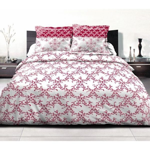 Påslakanset 240x260 cm HOME LINGE PASSION FRISE: Påslakan + 2 örngott - 100% bomull 57 trådantal - Burgundy Bordeaux