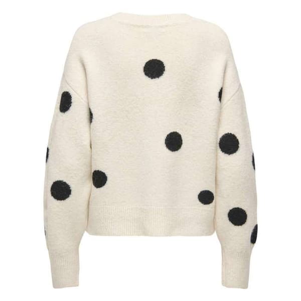 Rundhalsad prickig tröja beige XS