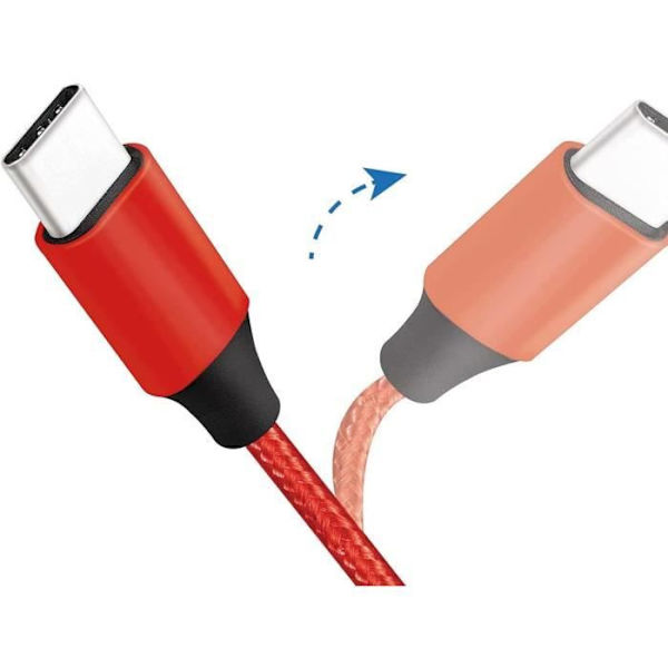 USB 2.0-kabel, USB-A - USB-C hane, 0,3 m, röd