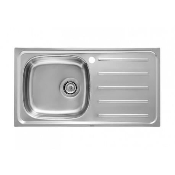 Diskbänk i rostfritt stål 1 bricka A G + Avlopp 90X50Cm - ROCA - Rektangulär - Vändbar