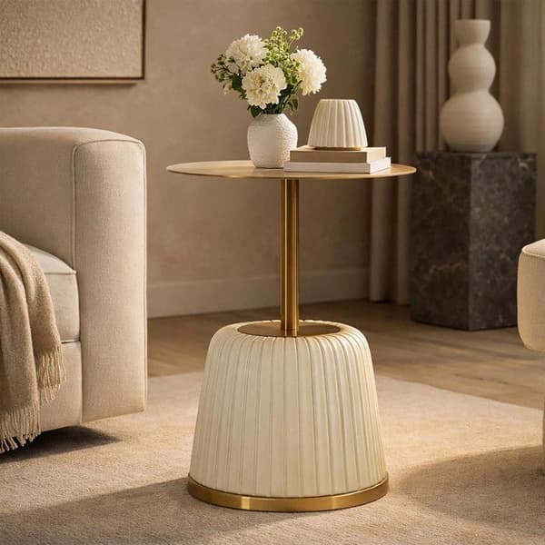Sidobord Design "Egle" 55cm Vit & Guld vit/guld