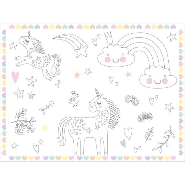 Set med dukar Folat - 68337 - Dukar Färgläggning Unicorns - Regnbågar - 6 delar, Multifarben, Mittel