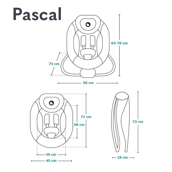 Balansäng Transat LIONELO Pascal - 12 melodier - Vibrationer - Kompakt sammanläggning - Grå/Vit Grå duva