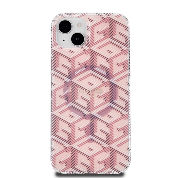 Fodral för iPhone 15 Plus / iPhone 14 Plus - Guess IML GCube MagSafe (GUHMP15MHMHGCUSTGP) - Rosa