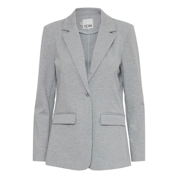 Lång blazer dam ICHI Kate BL4 — grå, elegant och tidlös passform gråmelerad jag