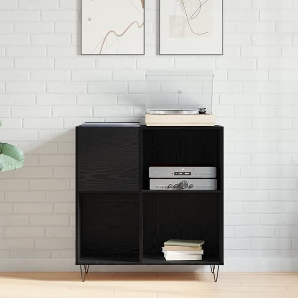 Förvaringsmöbel Ek svart 84,5x38x90 cm Ingenjörsträ