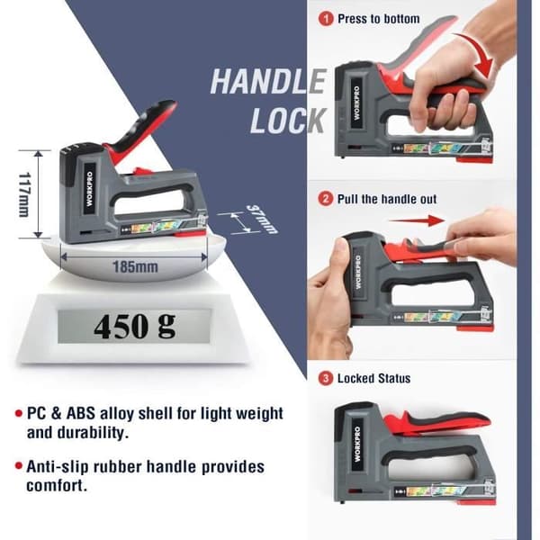 WORKPRO Multifunktionell Väggstapler 6 i 1 med 4000 Häftstift
