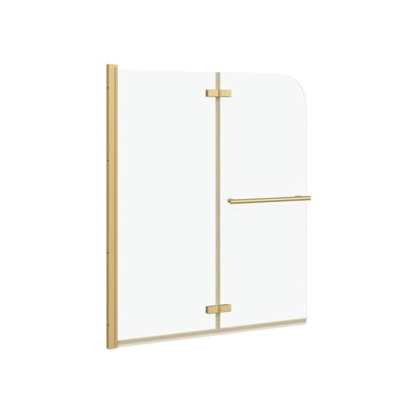 Fällbar duschvägg - vidaXL - 120x140 cm - Guld - Härdat glas - Aluminium - Justerbar bredd - Rotationsbar - Fällbar
