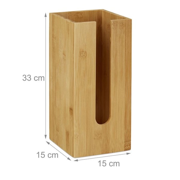 Relaxdays Frittstående toalettpapirholder, for 3 ruller, Oppbevaring av toalettpapir, bambus, 33x15x15 cm, natur ljusbrun
