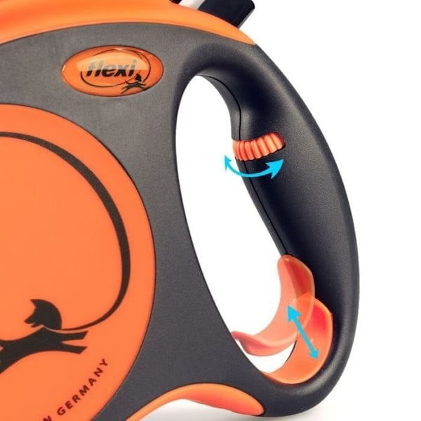XTREME flexi remskoppel - FLEXI - Storlek L - 5m - Svart och orange
